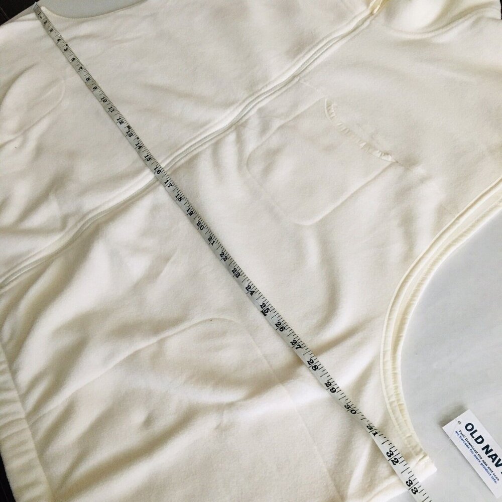 Old Navy Women's Full Zip Fleece Vest Pockets Elastic Waist Size 4X Ivory - Picture 2 of 4